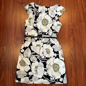 Black and white midi dress with yellow flower accents! dBy ltd. dress 🌼